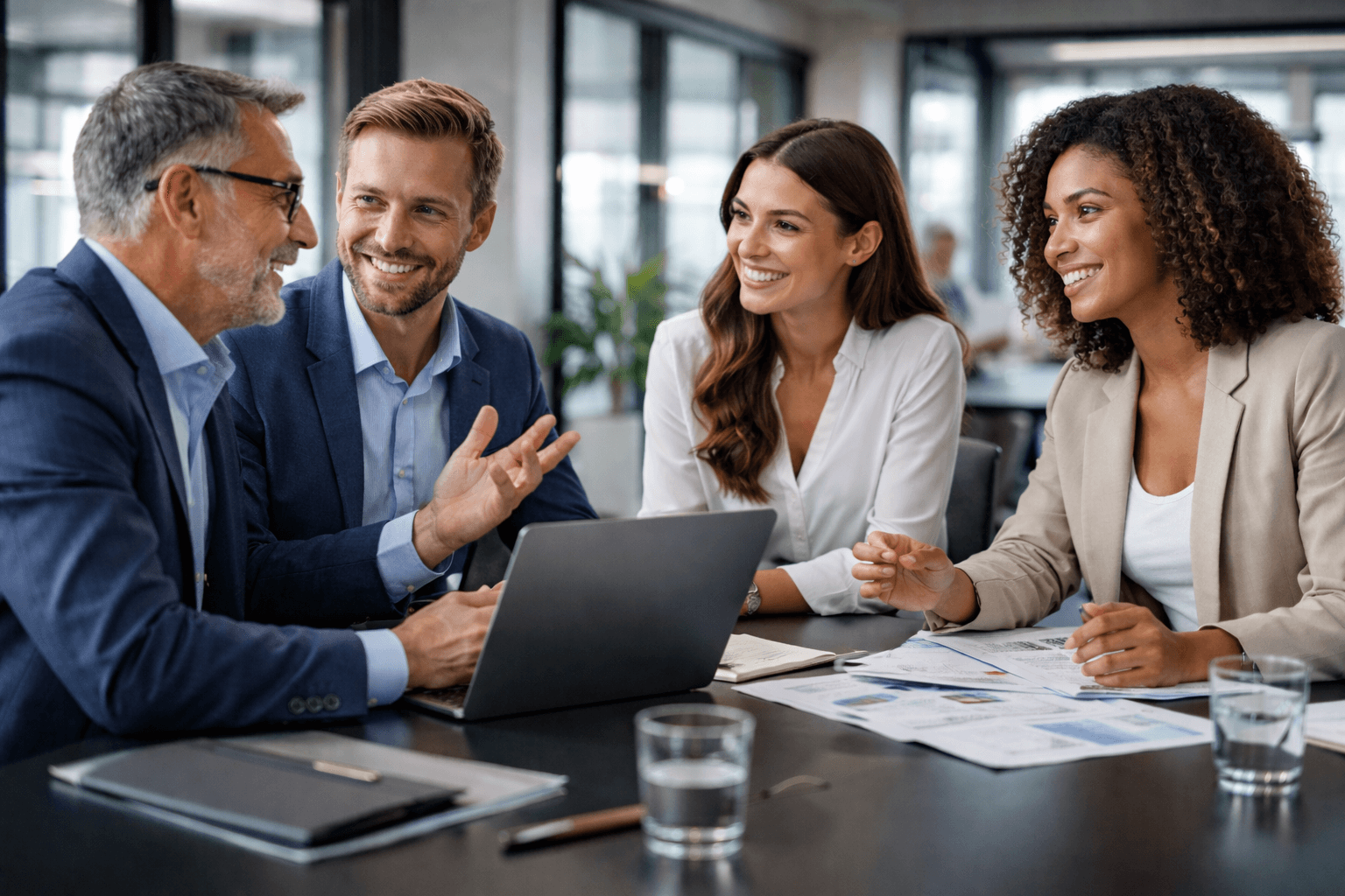 Equipe em reunião estratégica